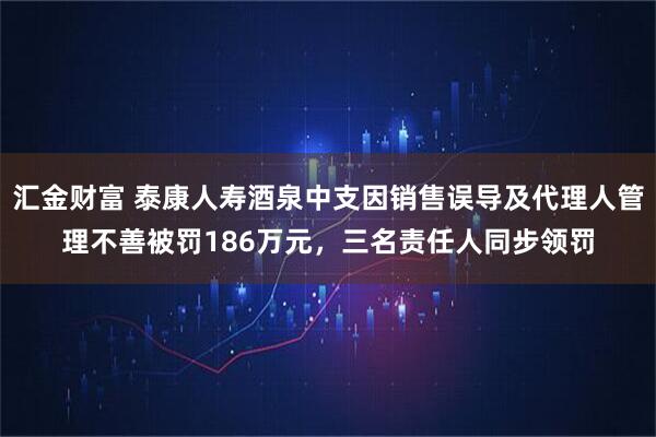 汇金财富 泰康人寿酒泉中支因销售误导及代理人管理不善被罚186万元，三名责任人同步领罚